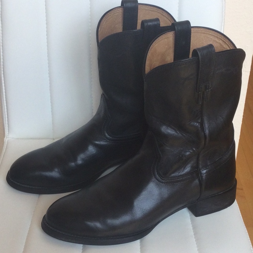 EUC Mens EE12 Black 35501 Heritage Roper Arita Western Cowboy Boots